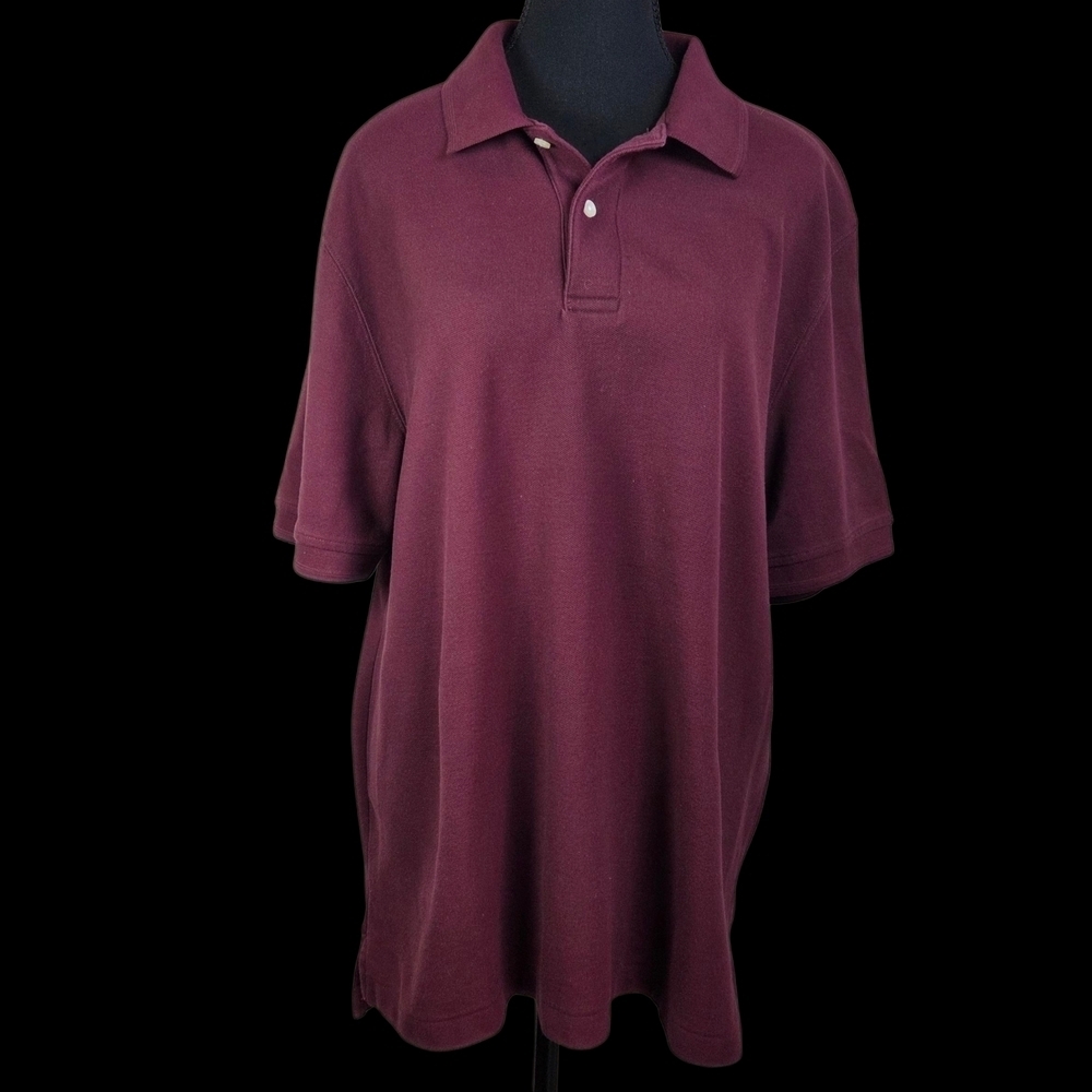 L.L. Bean Deep Burgundy Traditional Fit Short Sleeve Polo Shirt Size L